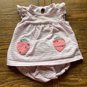 2 for $15 - Carters 12M Strawberries & Stripes Shirt & Daimler Cover Set